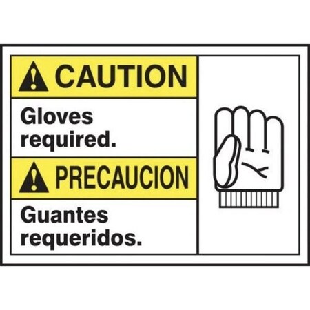 Accuform BILINGUAL ANSI SIGN  GLOVES 10 X 14 MTAS610XT MTAS610XT
